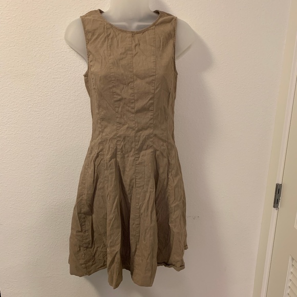 tan fit and flare dress